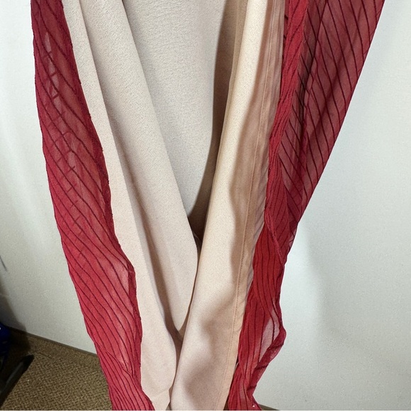 BCBG Red Vintage Y2K 90s Boho Silk Wool Sheer Lined Maxi Dress Size 2 - Picture 11 of 14